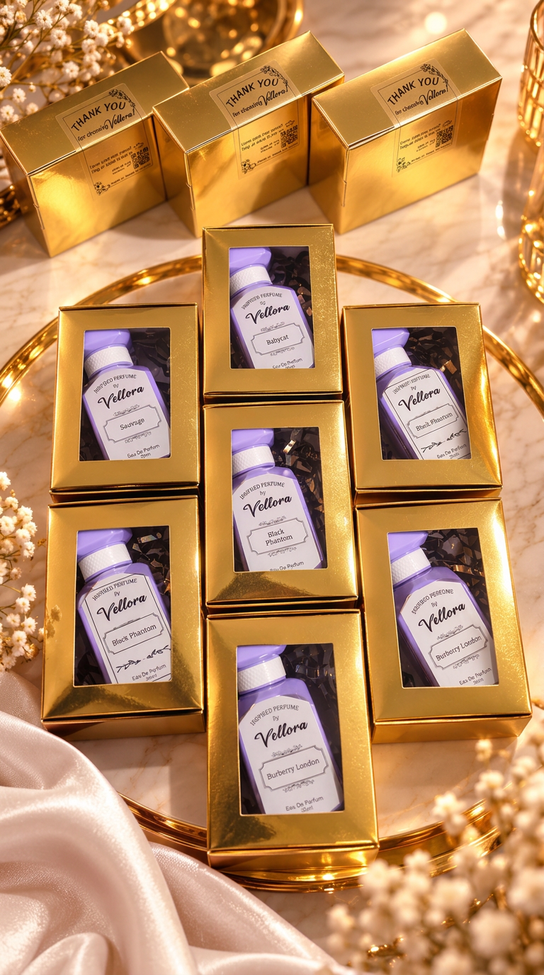 Vellora collection with thank-you packaging